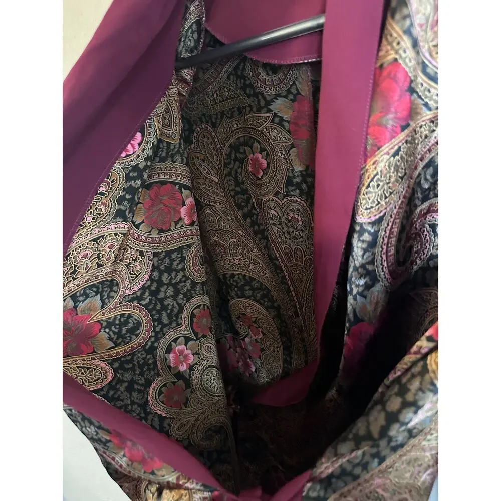 Vintage Small Victoria’s Secret Gold Label Pajama Set Satin Paisley Red Gold - Picture 5 of 10